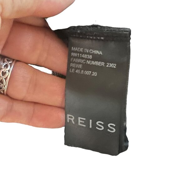 Reiss XS Black Textured Short Sleeve Top - Picture 3 of 8